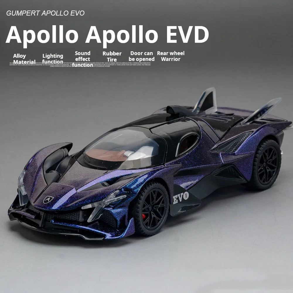 1:32 Scale Apollo EVO Car Toy Models Alloy Diecast Sports Cars Pull Back Sound Light 2 Doors Opened Racing Vehicles Gift for Kid - Merit Sell