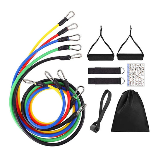 11pcs/Set Pull Rope, Resistance Bands, Portable Fitness Equipment, Ankle Strap, Chest Expander, Elastic Exercise Band - Merit Sell