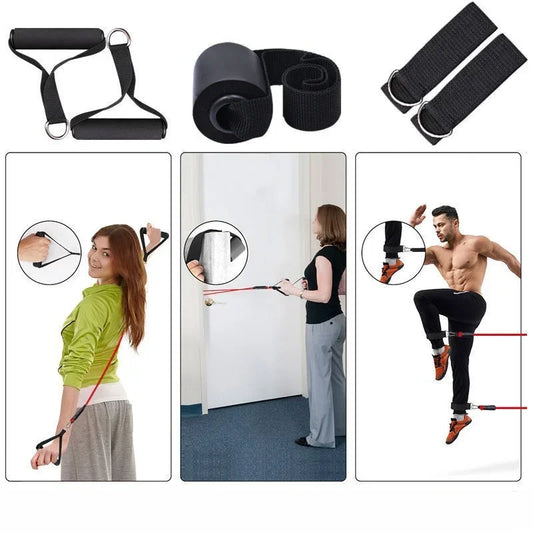 11pcs/Set Pull Rope, Resistance Bands, Portable Fitness Equipment, Ankle Strap, Chest Expander, Elastic Exercise Band - Merit Sell