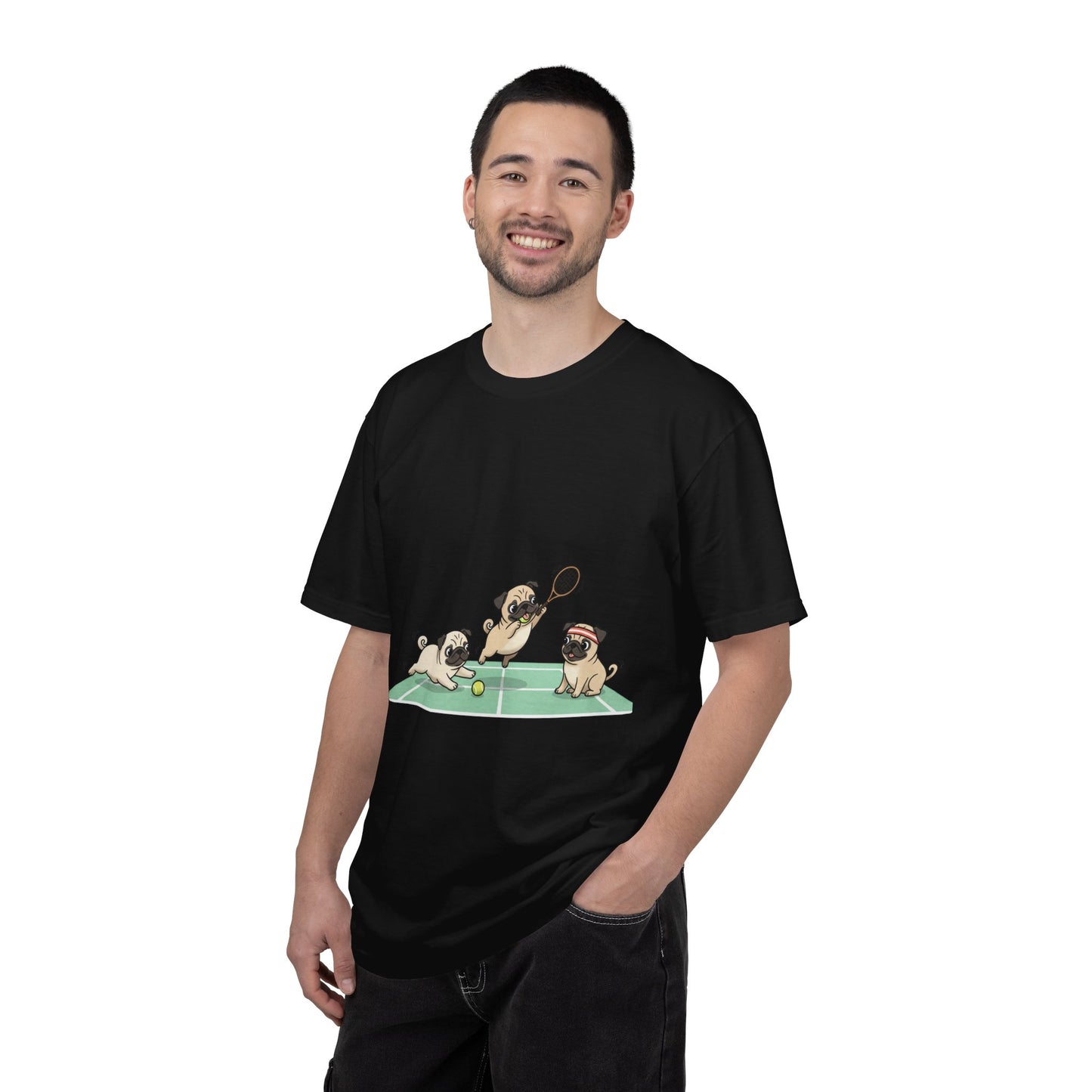 Pug Tennis T-Shirt — Cute Pugs Playing Tennis Graphic Tee