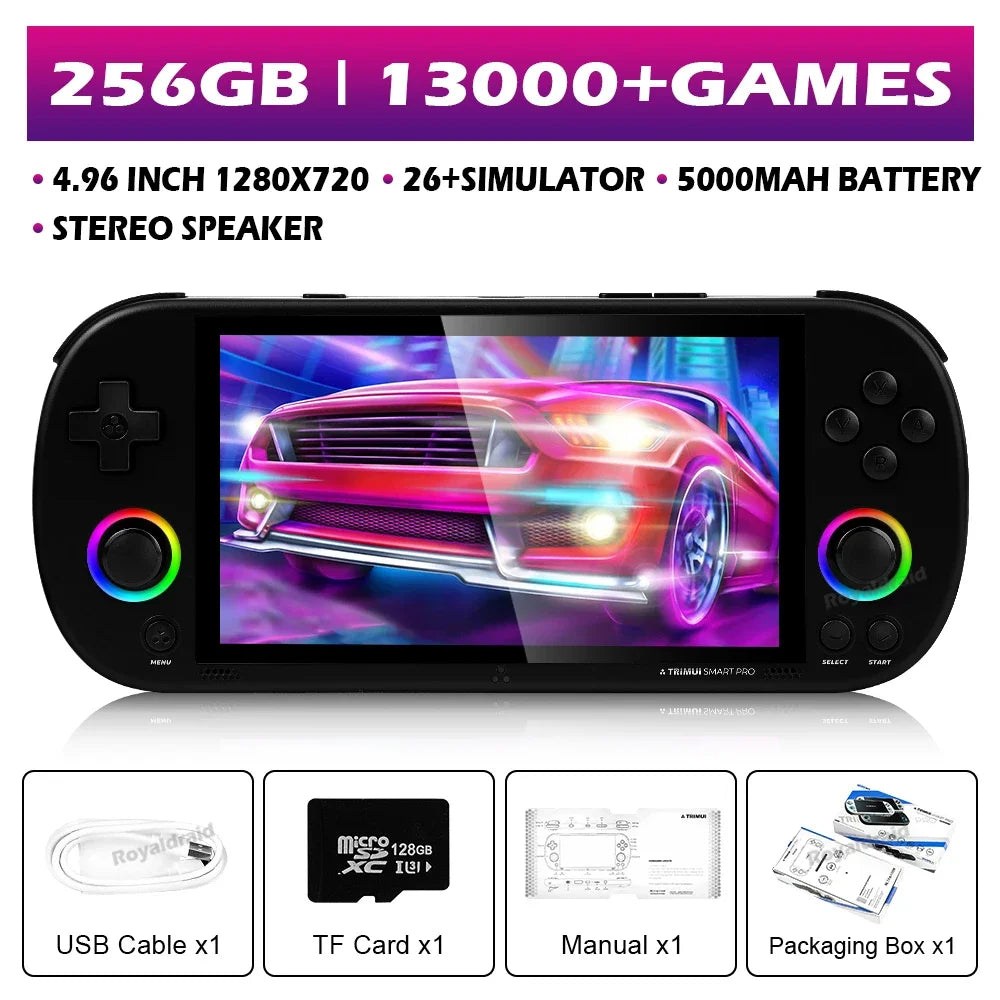 128G 256G Trimui Smart Pro Handheld Game Console 4.96''IPS Screen Linux System Joystick RGB Lighting Retro Video Game Player NEW - Merit Sell