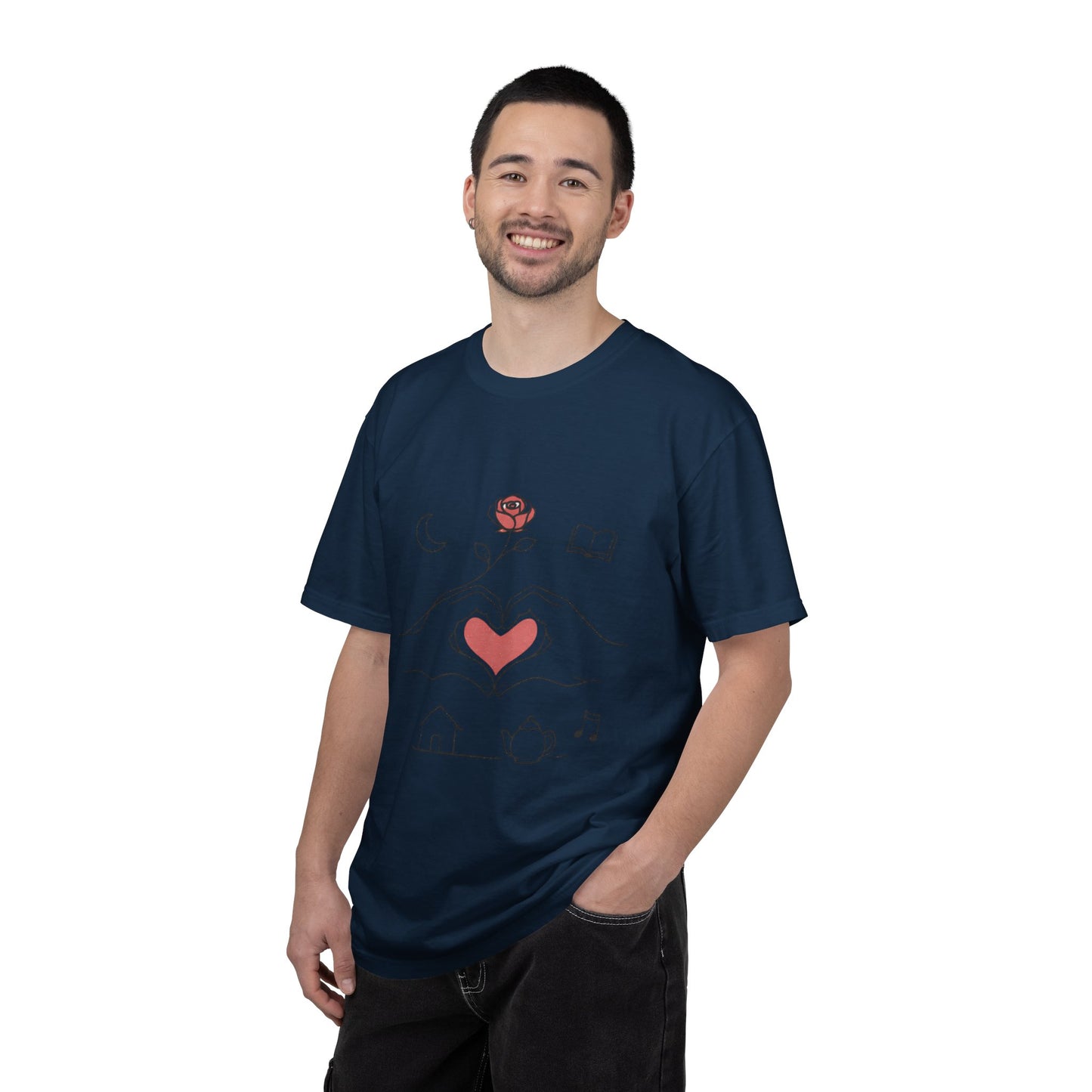 Heart Hands Graphic T-Shirt — Cozy Home, Tea & Book Love Design