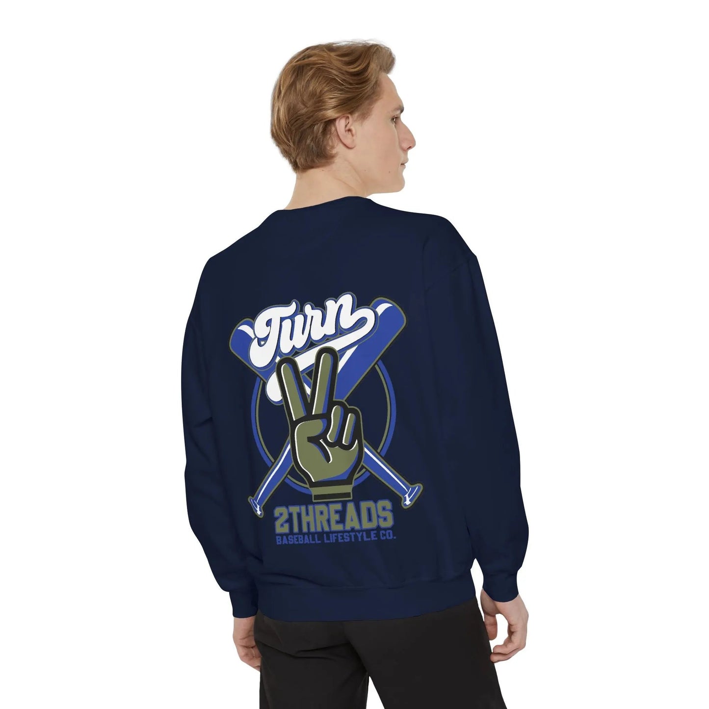 Turn 2Threads Baseball Sweatshirt — Vintage Peace Sign Crewneck - Merit Sell