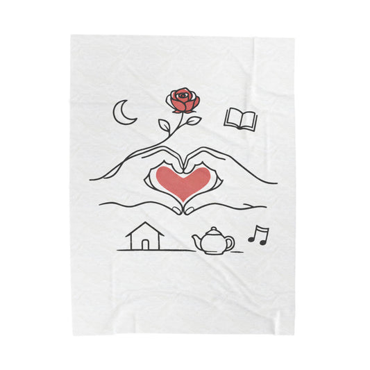 Plush Blanket — Cozy Heart & Home Illustration Velveteen Throw - Merit Sell