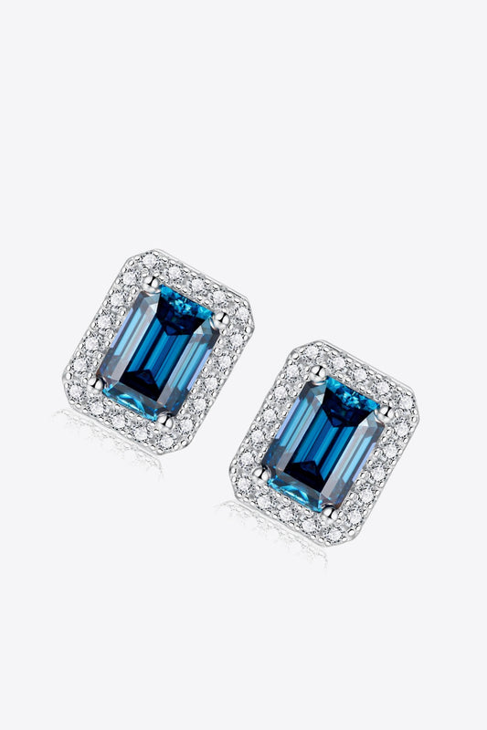 2 Carat Moissanite Stud Earrings in Indigo - Merit Sell