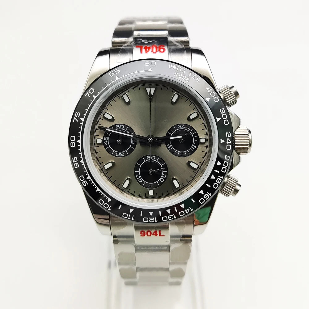 20 Colors dress 39mm Quartz Chronograph Sapphire Crystal Stainless Luminous Men's Watch VK63 Movement Calendar Strap - Merit Sell