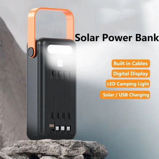 200000mAh Portátil Banco De Energia Solar Bateria Externa Carregamento Rápido à Prova Dwaterproof água Powerbank Com Lanterna - Merit Sell