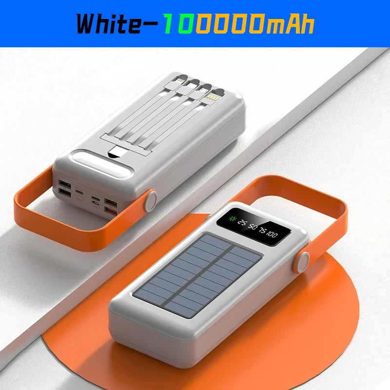 200000mAh Portátil Banco De Energia Solar Bateria Externa Carregamento Rápido à Prova Dwaterproof água Powerbank Com Lanterna - Merit Sell