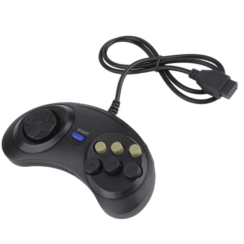 2X 6-Button Game Pad Controller for Sega Genesis Black Old School Classic New Joysticks & Controllers - Merit Sell