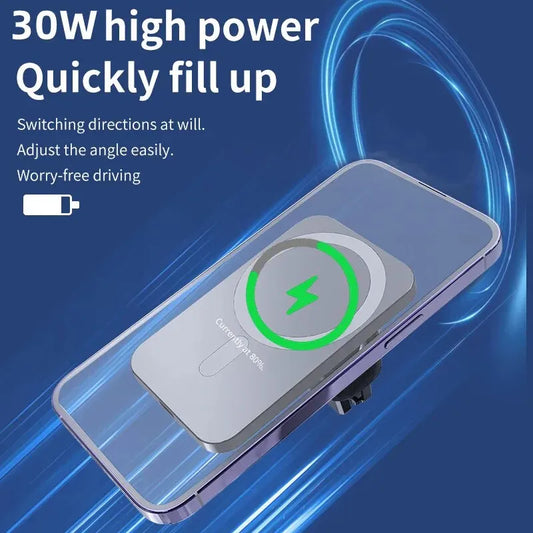 30W Magnetic Car Wireless Charger For iPhone 15 14 13 12 Pro Max Mini Macsafe Car Phone Holder Stand Mount Fast Charging Station - Merit Sell