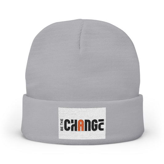 Embroidered 'Change' Knit Beanie — Minimalist Activist Winter Hat