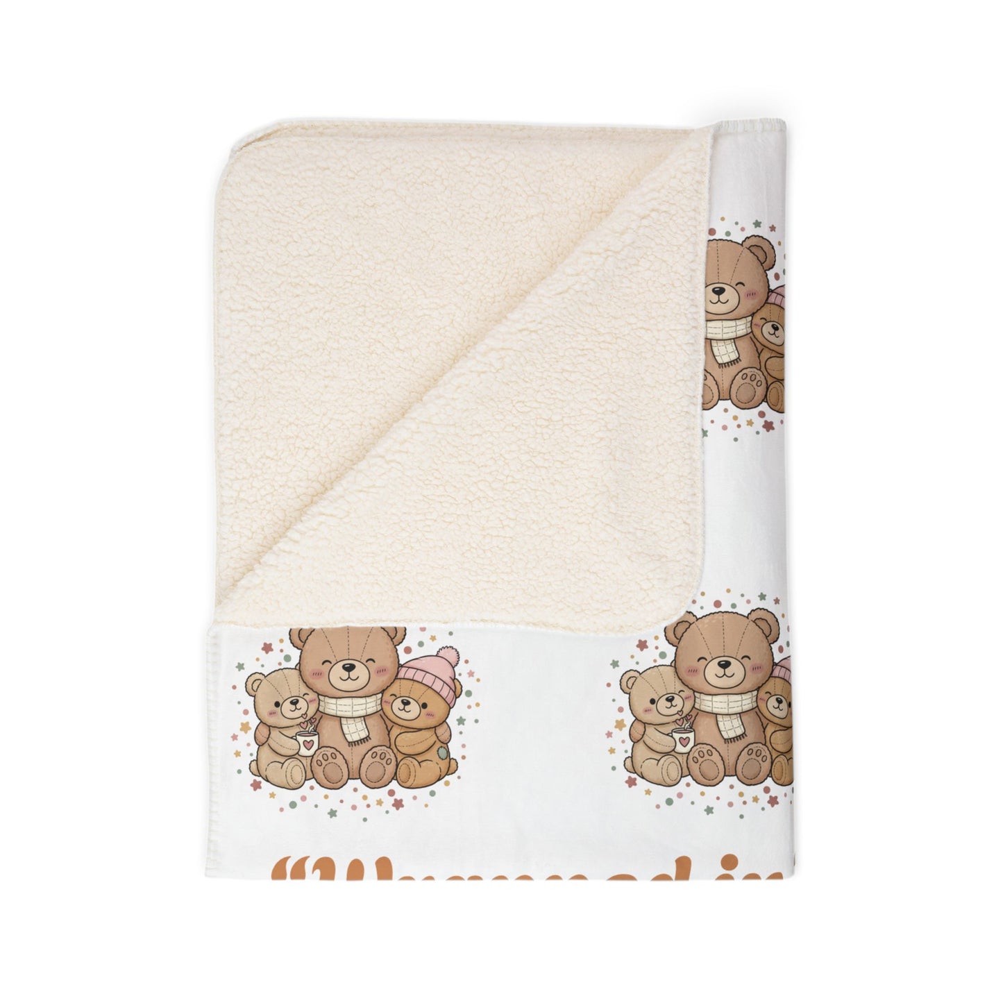 Teddy Bear Sherpa Blanket — "Wrapped in Teddy Love" Plush Fleece Throw for Kids & New Parents