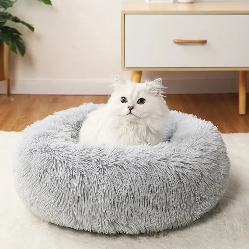 40-60cm Home Plush Pet Nest Super Soft Warm Detachable and Washable Round Pet Bed For Dog and Cat House Winter Warm Sleeping - Merit Sell