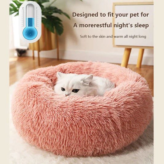 40-70cm Home Plush Pet Nest Super Soft Warm Detachable and Washable Round Pet Bed For Dog and Cat House Winter Warm Sleeping - Merit Sell