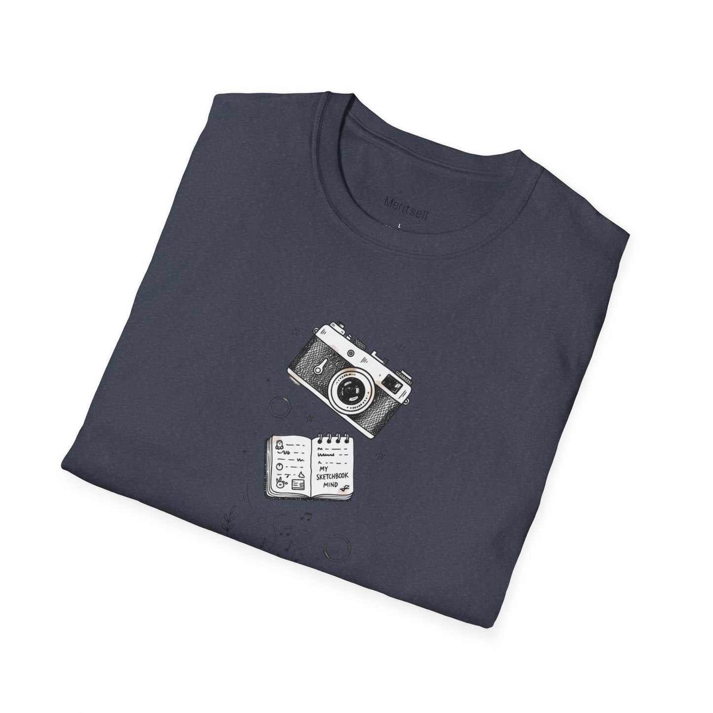 Photography & Coffee Graphic Tee — Camera, Notebook, Coffee Cup Design