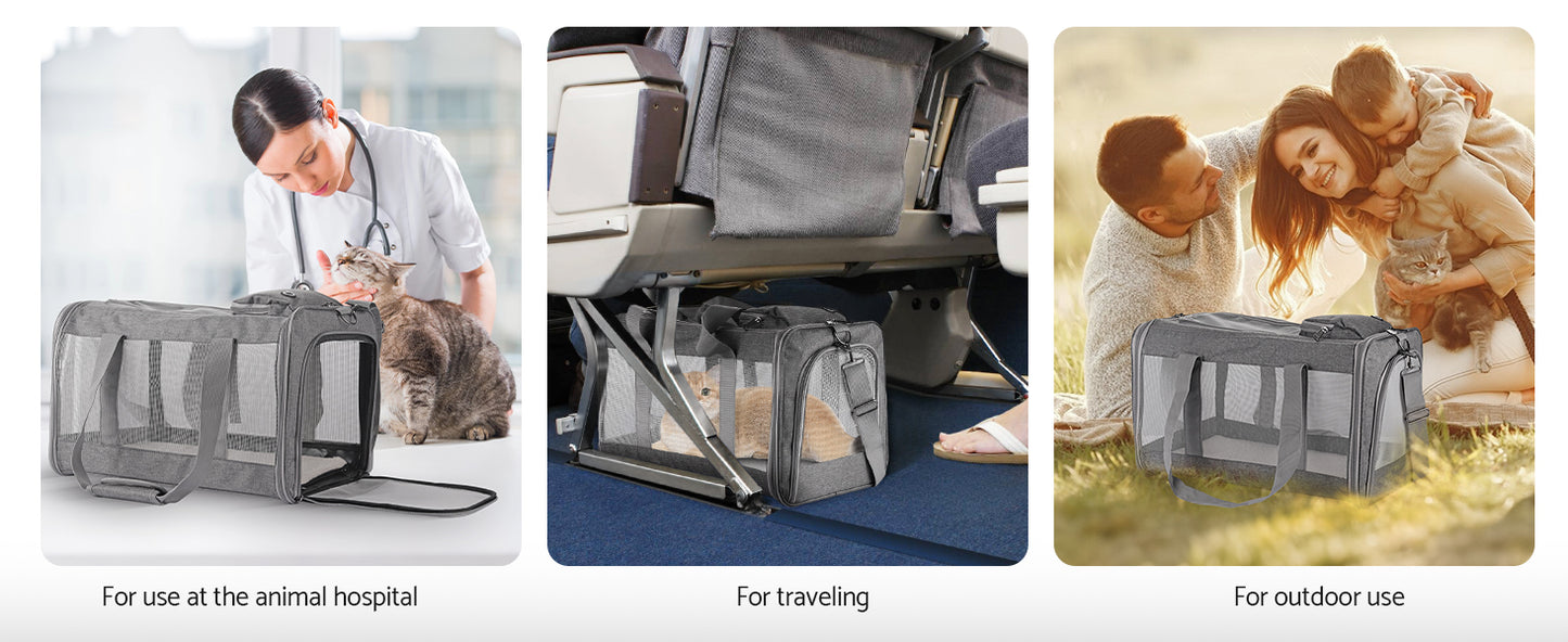 Dog Carrier,Cat Carrier Airline Approved Soft Pet Carrier with Breathable Honeycomb Board,Removable Support Board for Car,
