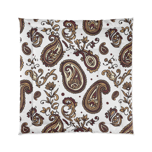 Brown Paisley Comforter — Vintage Floral Boho Bedding