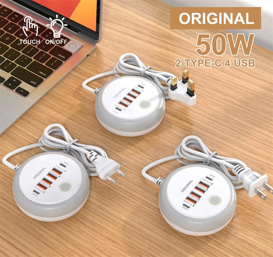 50W Power Strip Multi Port USB C Socket Type C Fast Charging Wall Charger USB Adapter For iPhone12 13 Quick Mobile Phone Charger - Merit Sell