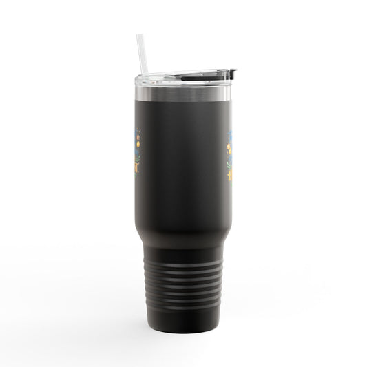 40oz Insulated Travel Mug – “The Last Sip Is As Good As The First” Floral Design
