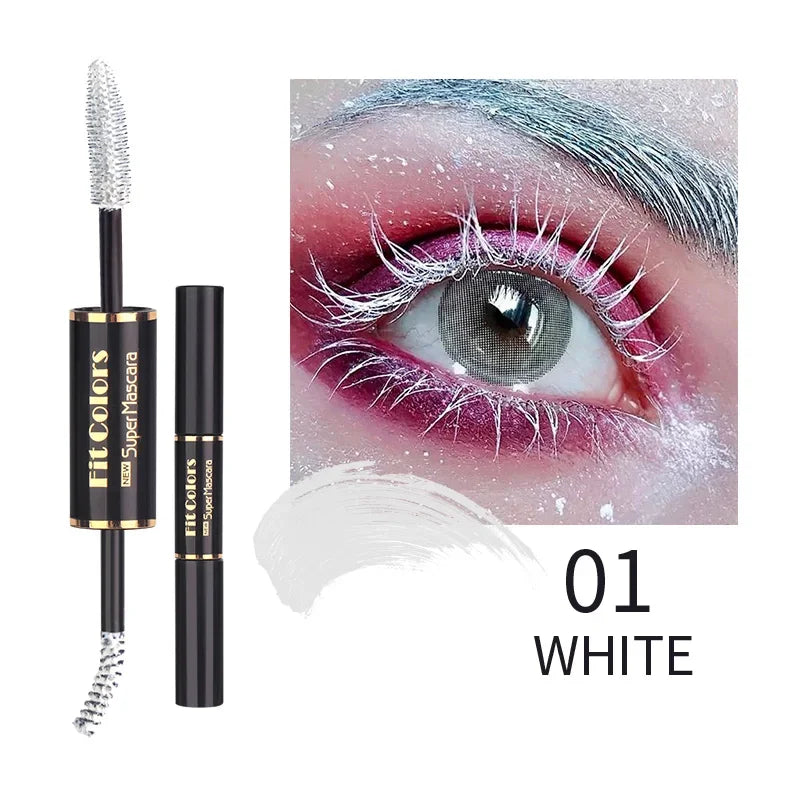 5Color Double Head Mascara Waterproof Fast Dry Eyelashes Curls Extension Make-Up Eyelashe Blue Purple Black White Coffee Mascara - Merit Sell