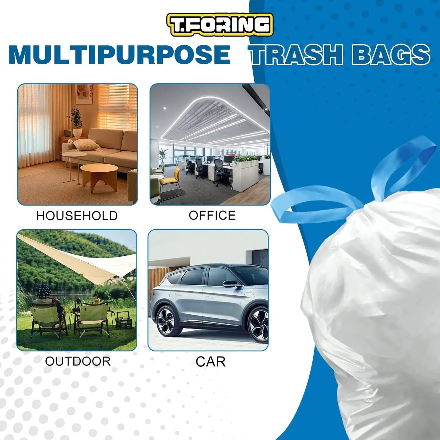 6 Gallon Drawstring Trash Bags, 120 Count Medium Garbage Liners, Strong Unscented for Home Office