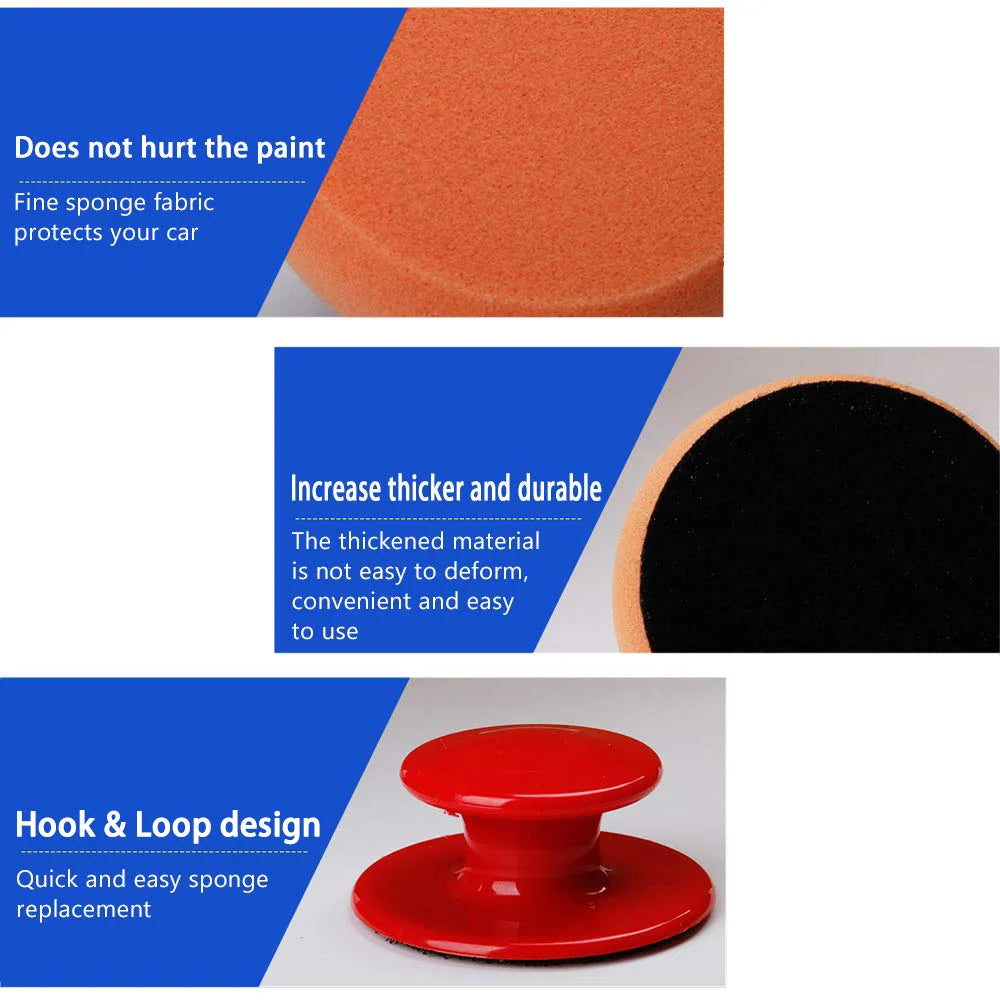 6 PCS Car Wax Applicator Pads Kit Soft Sponge Applicators Foam Waxing Pad with Grip Handle for Car Polishing and Cleaning - Merit Sell