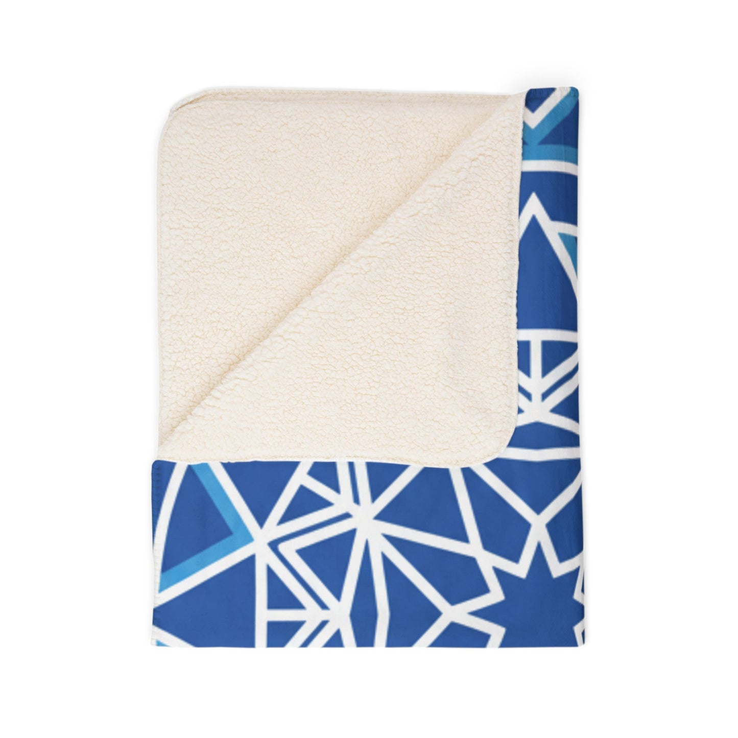 Mandala Blue Fleece Sherpa Blanket — Geometric Cozy Throw for Home, Meditation & Gifts
