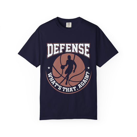 Basketball T-Shirt — "Defense: What's That, Again?" Vintage-Style Athletic Tee - Merit Sell