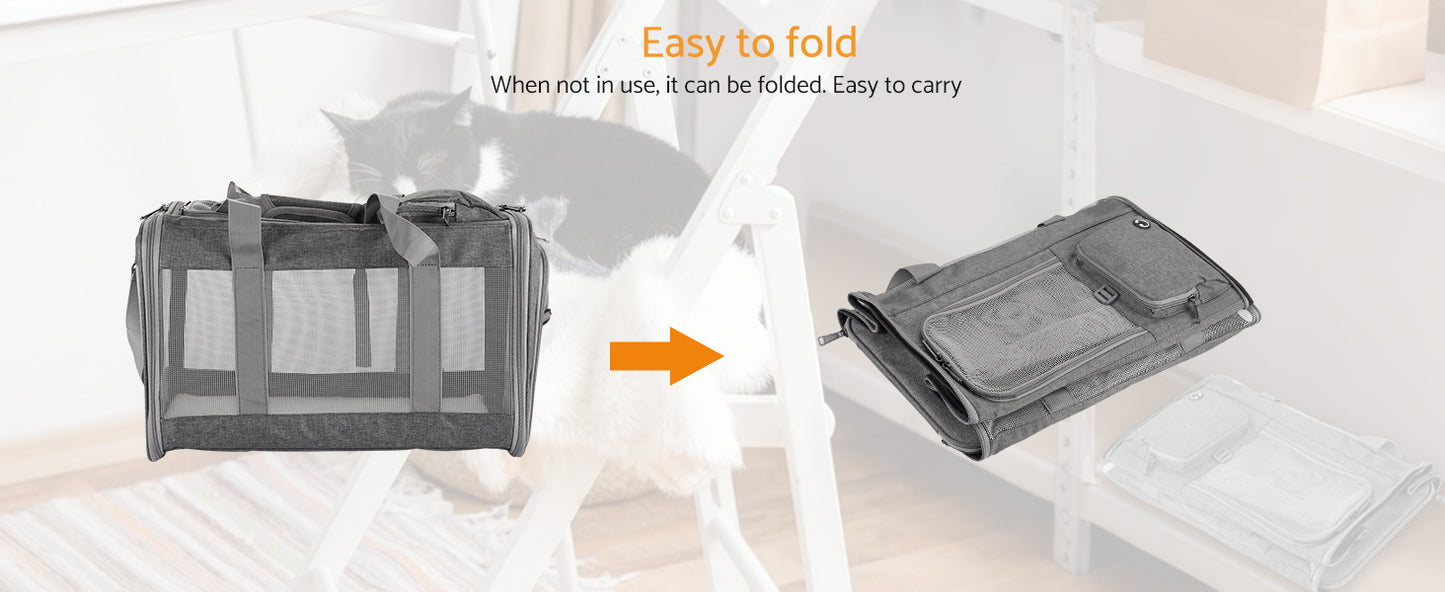 Dog Carrier,Cat Carrier Airline Approved Soft Pet Carrier with Breathable Honeycomb Board,Removable Support Board for Car,