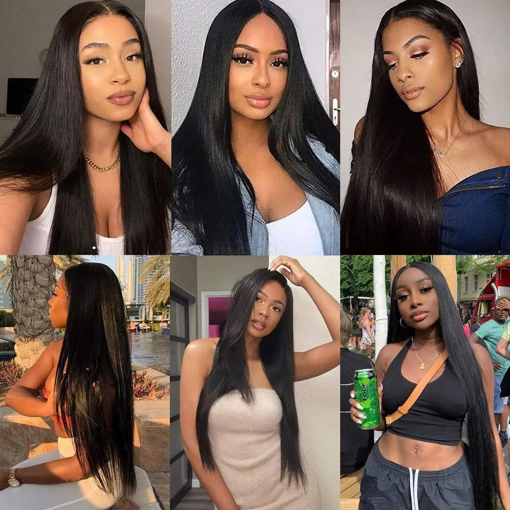 Straight Clip in Hair Extensions Real Human Hair 8Pcs Remy Human Hair Clip Natural Soft Human Hair 120g #1B Natural Black