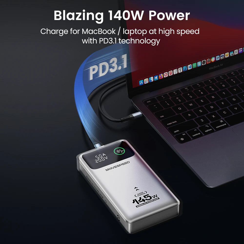 MOVESPEED M25 Pro 140W Power Bank 25000mAh PD3.1 USB-C Fast Charging Powerbank Portable External Battery for MacBook Dell Laptop