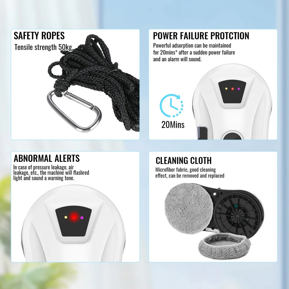 5600Pa Robot Window Cleaner Intelligent Auto Path Navigation Window Cleaning Robot Powerful Suction For Home High-Rise Windows