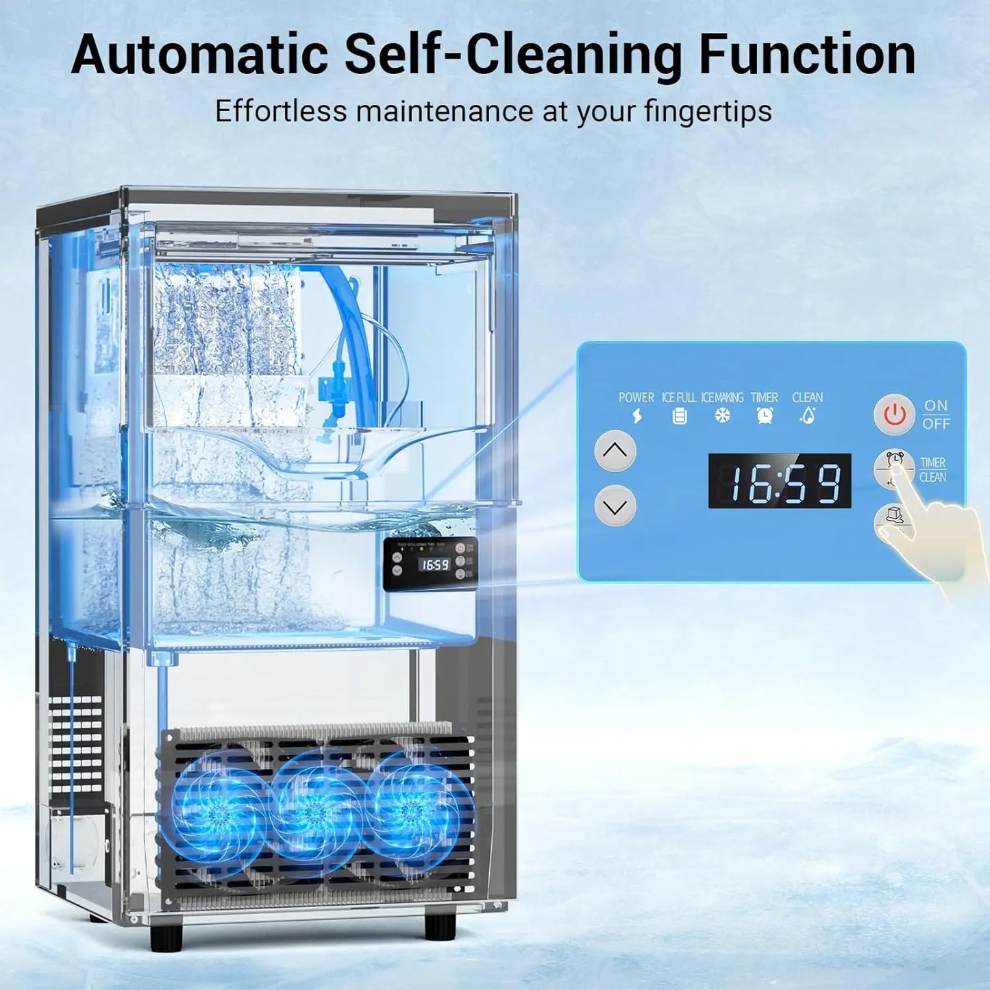 Commercial Ice Maker Machine, Stainless Steel Under Counter ice Machine with 35lbs Ice Storage Capacity, Bar Ice Maker Machine