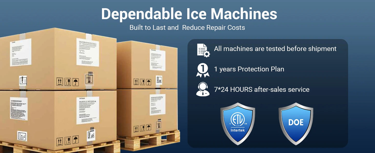 Commercial Ice Maker Machine, Stainless Steel Under Counter ice Machine with 35lbs Ice Storage Capacity, Bar Ice Maker Machine