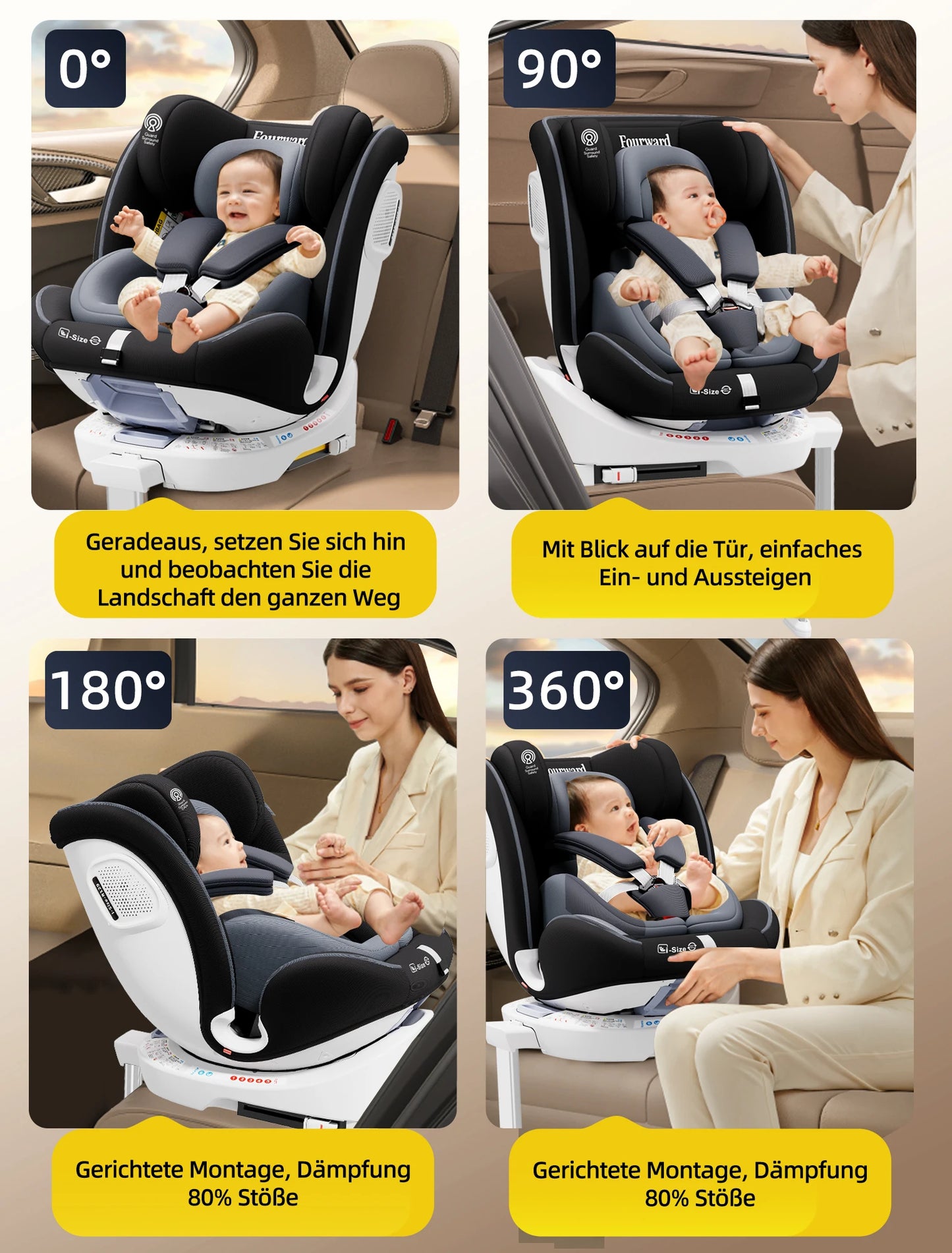 AP03 KL005 Child Seat Baby Car Seat 360° Rotatable ISOFIX ECE,0-12 years /9-36 kg/5-point belt/40-150cm - Merit Sell