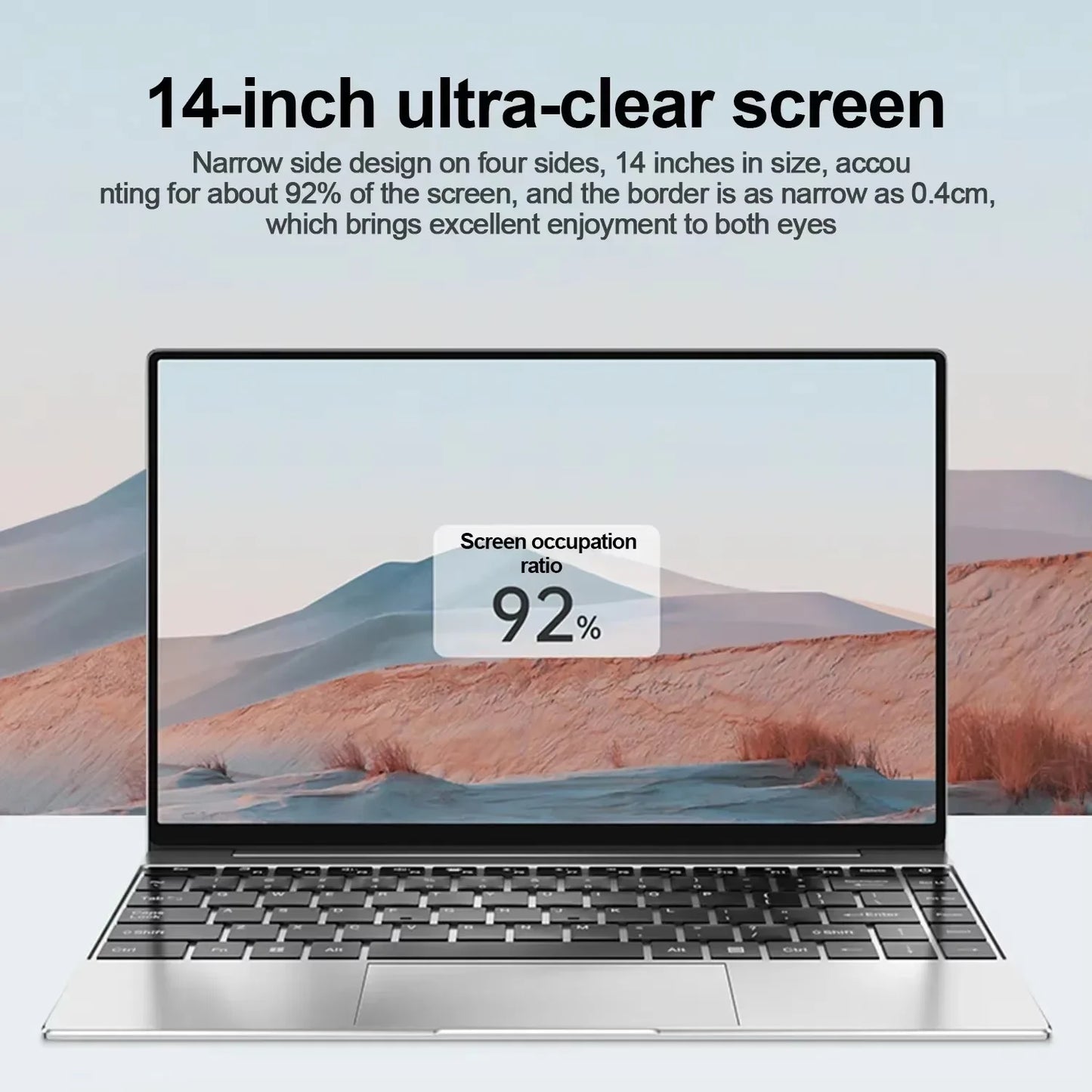 LENO 14.1"Ultra Slim Laptop 16GB RAM 2TB SSD Intel N3700 Windows 11 Notebook Gamer 1920*1080 HD Display Office Study Computer PC