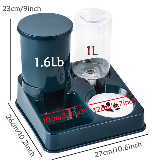 Automatic Cat Feeder Water Dispenser Set, 2 In 1 Tilted Automatic Pet Food And Water Feeder Gravity Food Feeder and Waterer - Merit Sell