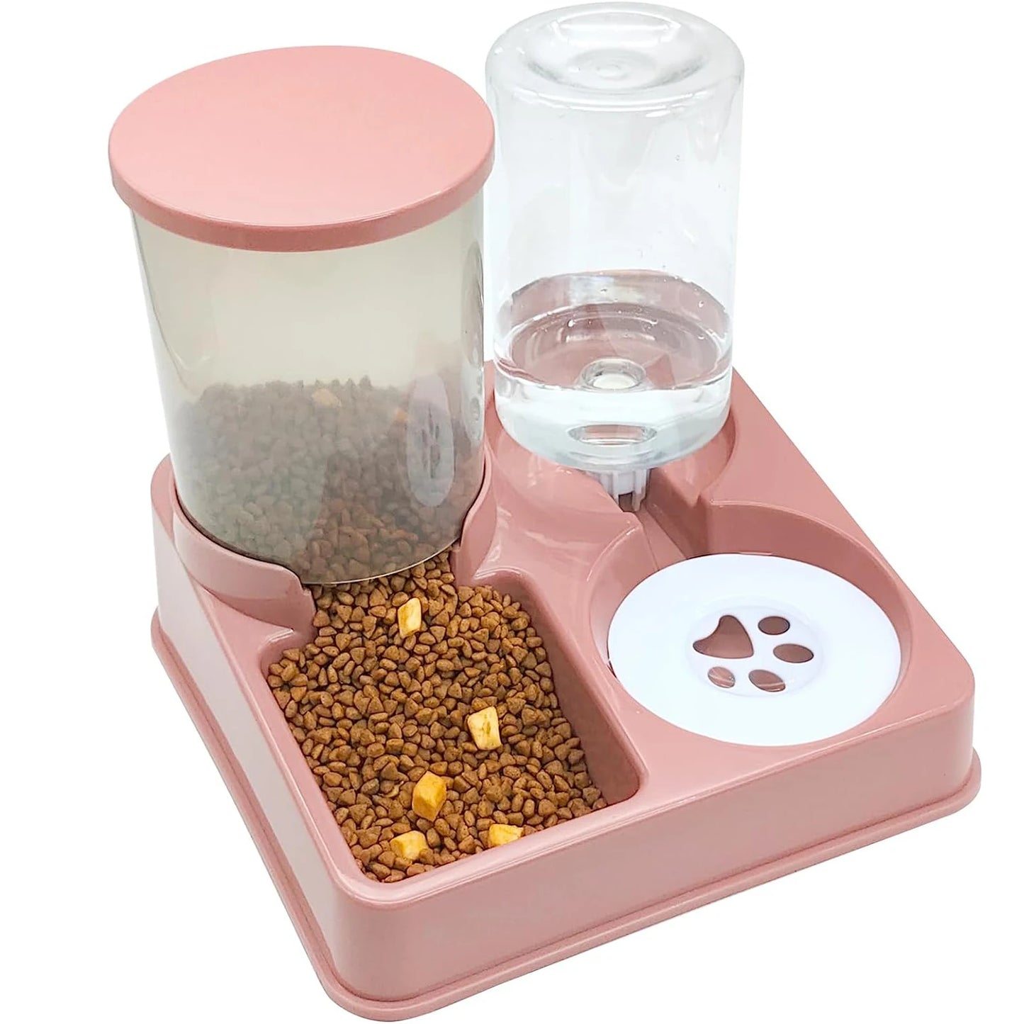 Automatic Cat Feeder Water Dispenser Set, 2 In 1 Tilted Automatic Pet Food And Water Feeder Gravity Food Feeder and Waterer - Merit Sell
