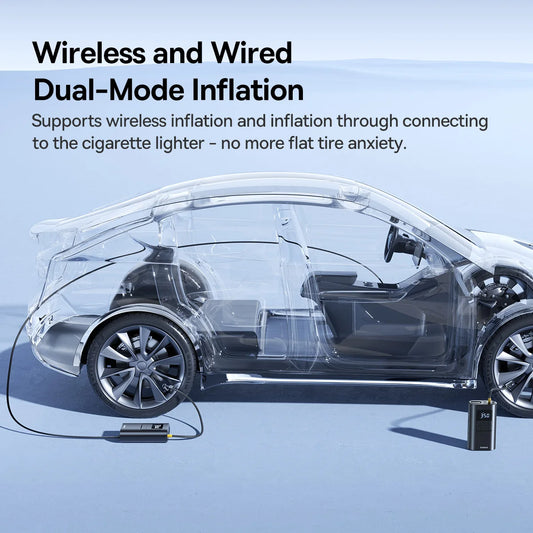 Baseus 2 in 1 Car Air Pump Wired/Wireless Car Air Compressor Dethable Flashlight 6000mAh Power Bank Portable Tire Inflator Pump - Merit Sell