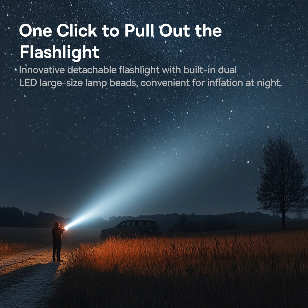 Baseus 2 in 1 Car Air Pump Wired/Wireless Car Air Compressor Dethable Flashlight 6000mAh Power Bank Portable Tire Inflator Pump - Merit Sell