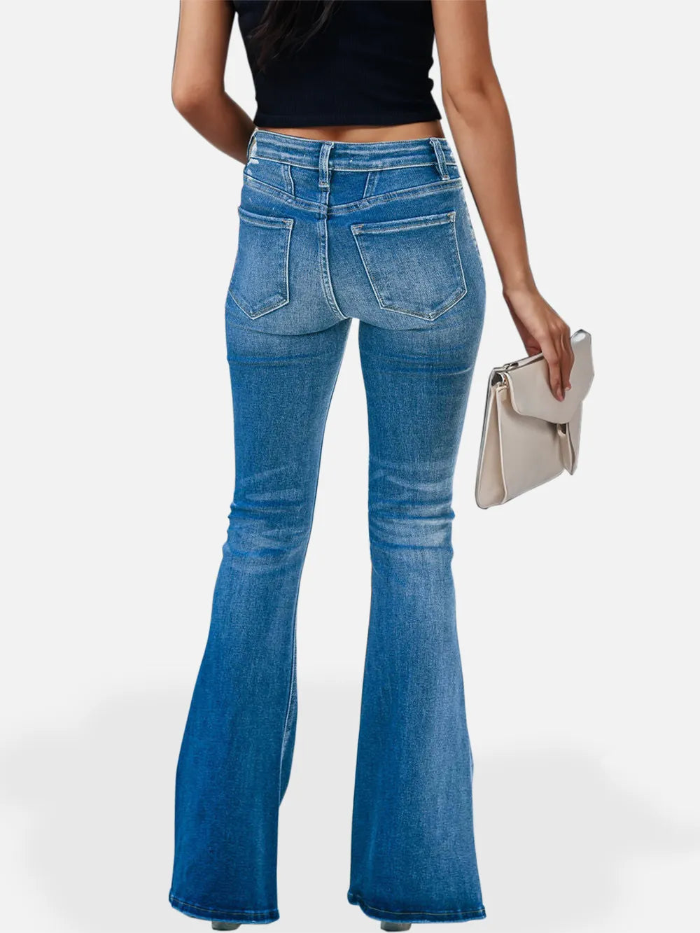 Button Fly Bootcut Jeans with Pockets - Merit Sell