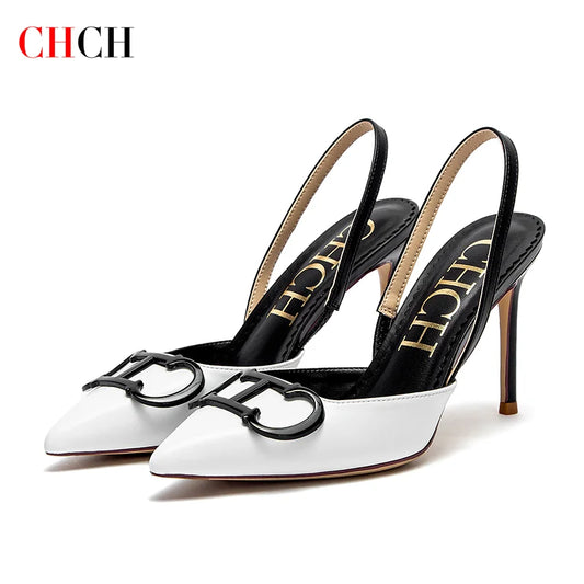 CHCH Women's High Heels 2025 Sharp tip Destiny Closed Toe Strappy Heels Sexy Wedding Bridal Party Dress Shoes 9cm - Merit Sell