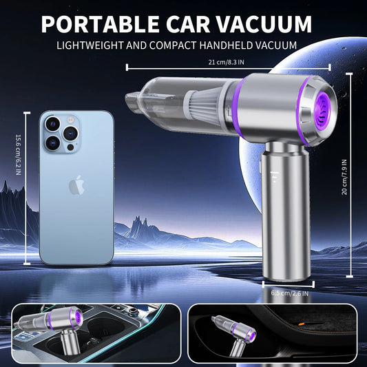Car vacuum cleaner: multi-functional, handheld, brushless, dual-purpose, all-in-one, suitable for home use, with inflation and d - Merit Sell