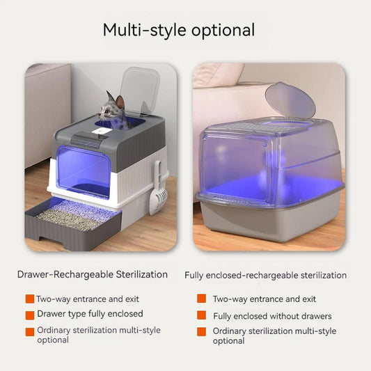 Cat Litter Box Large Rechargeable Self-cleaning Litter Box for Cat Fully Enclosed Toilet Large Capacity Cat Products - Merit Sell
