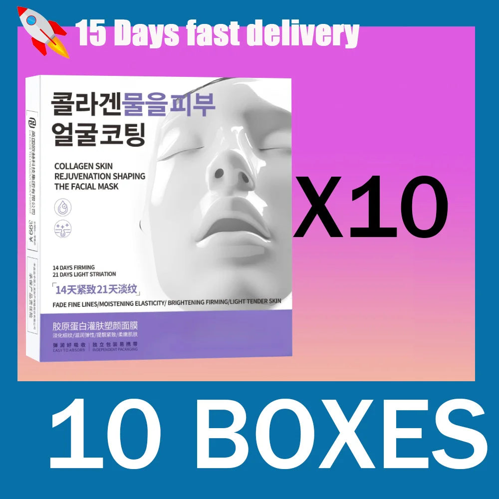 Collagen skin filling plastic facial mask lifts, tightens, lightens lines, moisturizes