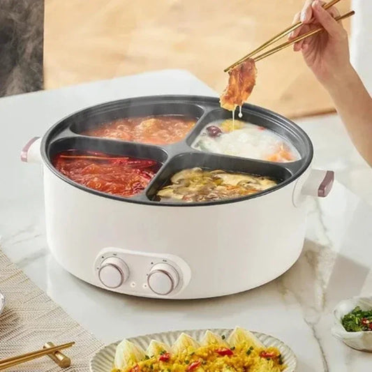 Colorful Mandarin Duck Electric Pot Four-Grid Multi functional Household 6-liter Capacity Integrated Hot Pot Electric Caldron - Merit Sell