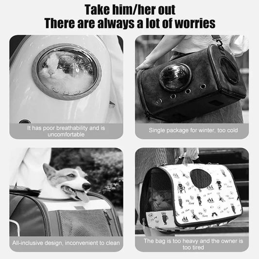 Dog Bag Cat Bag Autumn And Winter Warm And Windproof Cute Crossbody Bag Cat Backpack Pet Supplies - Merit Sell