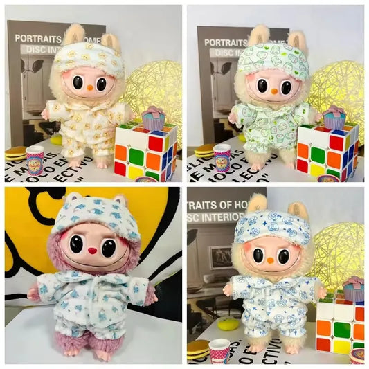 Doll Clothes Accessories for 17cm Labubu Dolls Baby Doll Lovely Pajamas With Eye Mask Stuffed Cotton Toy for Korea Star Kpop EXO - Merit Sell