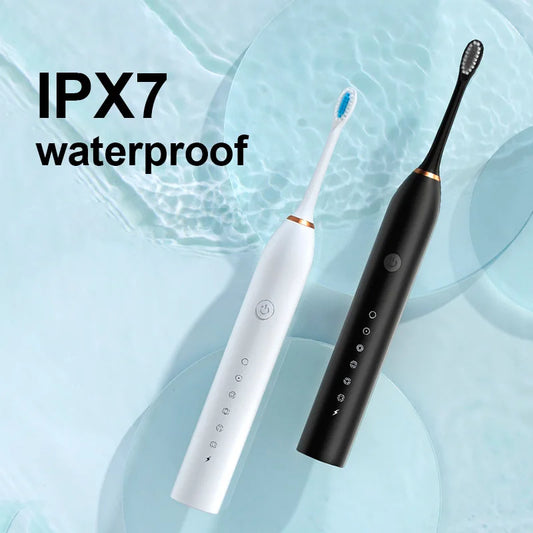 Electric Ultrasonic Toothbrush Six Speed Mode Home Soft Hair USB Charging Waterproof Adult Tooth Cleaner Automatic Couple Set - Merit Sell