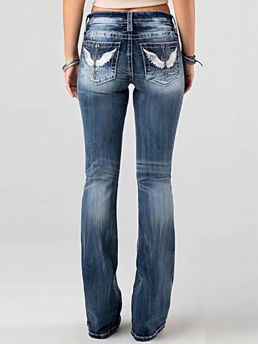 Embroidered Washed Bootcut Jeans - Merit Sell